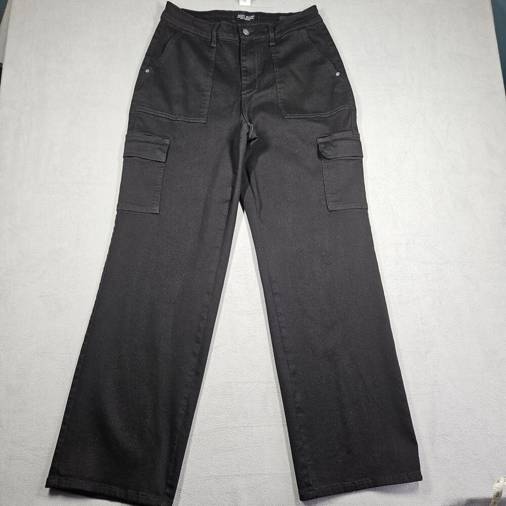 Judy Blue Jeans Womens 14W Black Cargo Wide Leg Stretch Casual Grunge Y2K Boho